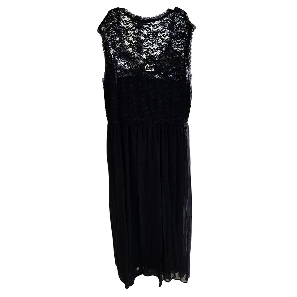 Nemidor Women Plus Size 24 Black Floral Lace V-Neck Sleeveless Maxi Formal Dress - Picture 2 of 8